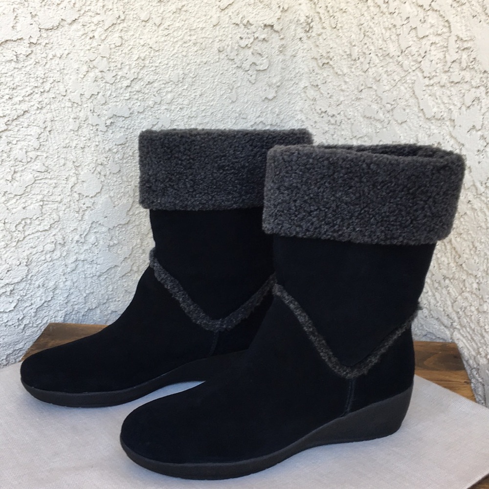 Easy Spirit Black Suede Leather Winter Lined Boots 9